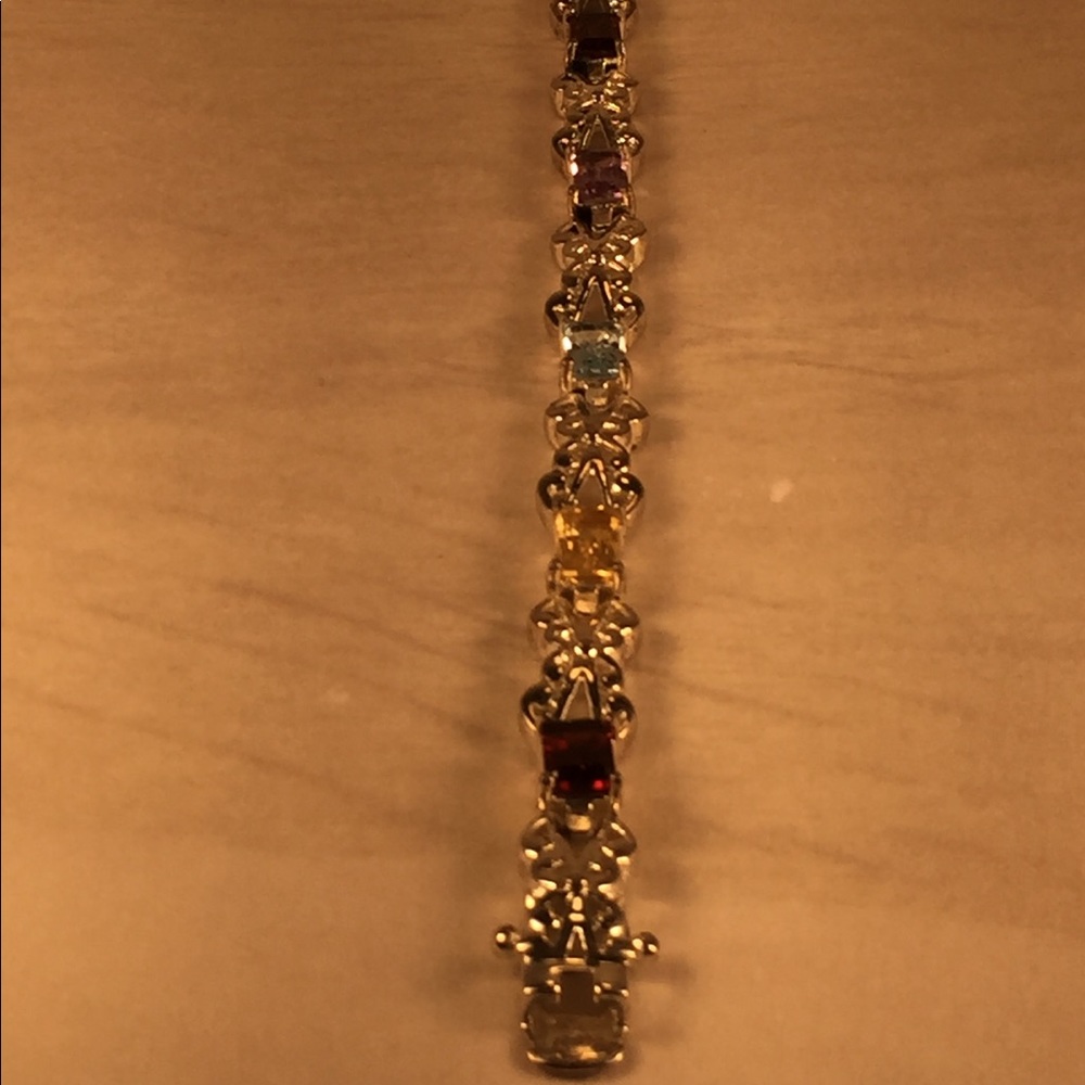 Beautiful Multi-stone Sterling Silver Bracelet - Picture 4 of 8